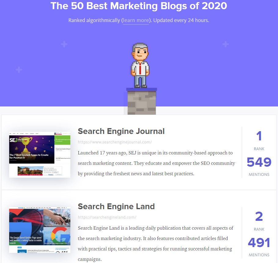Detailed.com - top marketing blogs search results